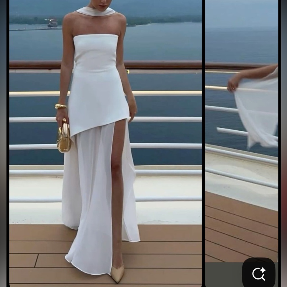 Elegant White Strapless Wedding Dress